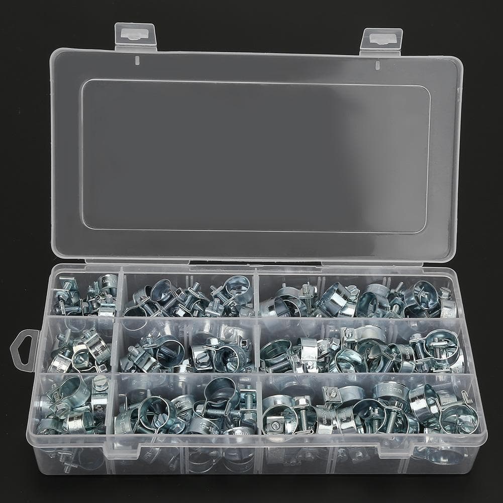 135PCS Zinc Plated Mini Fuel Hose Clamps Line Tube Pipe Clips 818mm