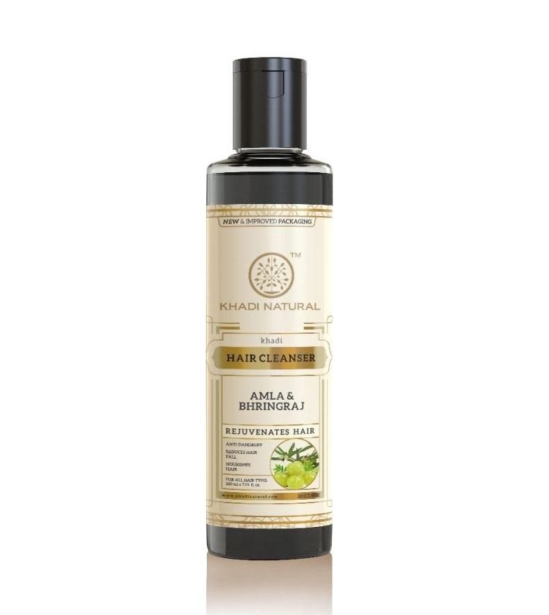 Amla & Bhringaraj Natural Shampoo for Hair Restoration (210 ml), Hair Cleanser Amla And Bhringraj, Khadi Natural 15.46875