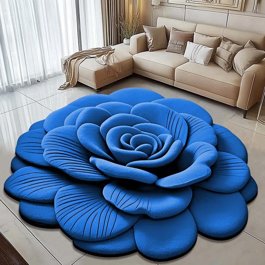 3D Visual Effect Peony Flower Floor Mat Home Living Room Carpet Dirt Resistant Easy To Maintain Absorbent Anti Slip Mat 140 * 140cm