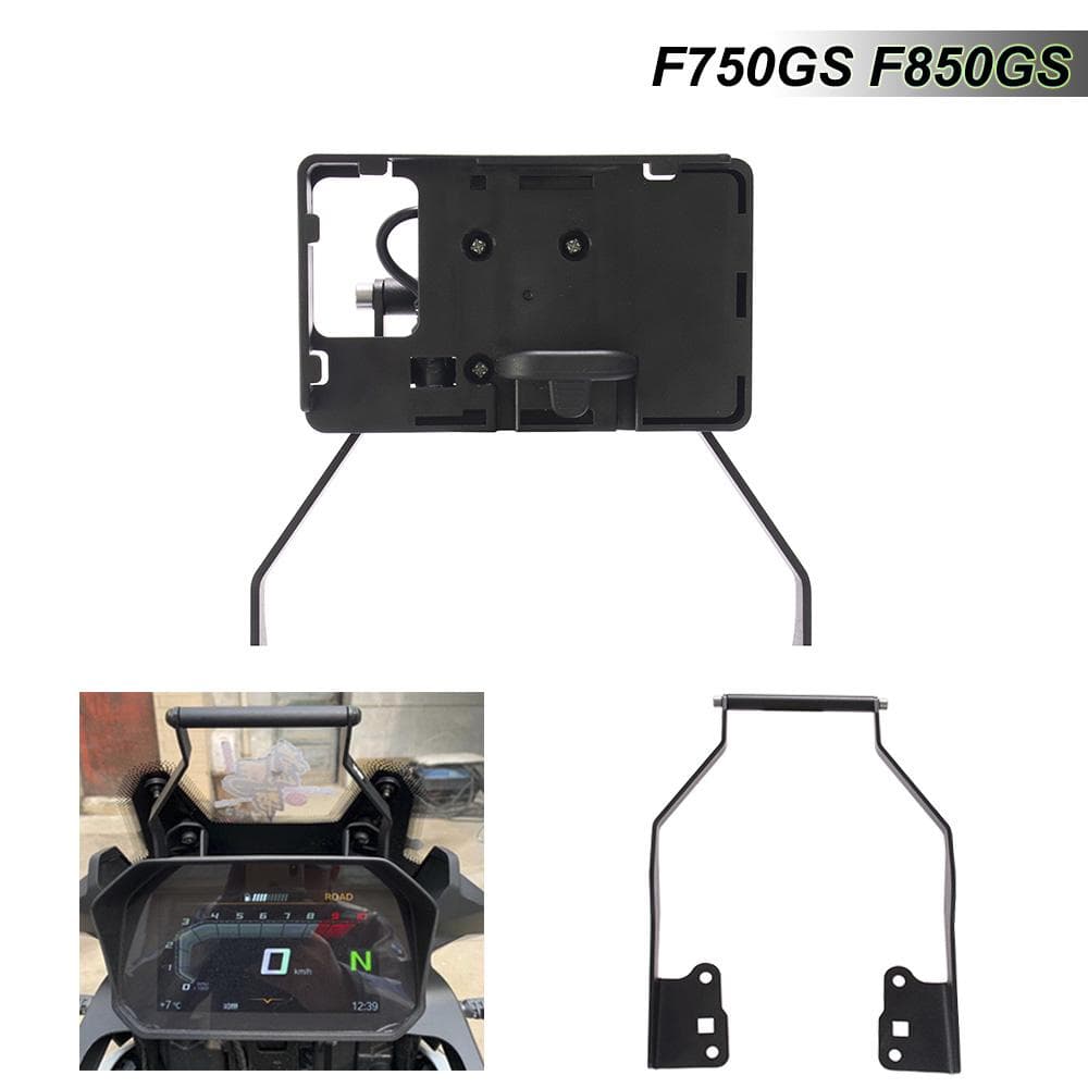 Motorcycle GPS Navigation Bracket Front Bar Stand Mobile Phone GPS Holder Charging Bracket Fit for black