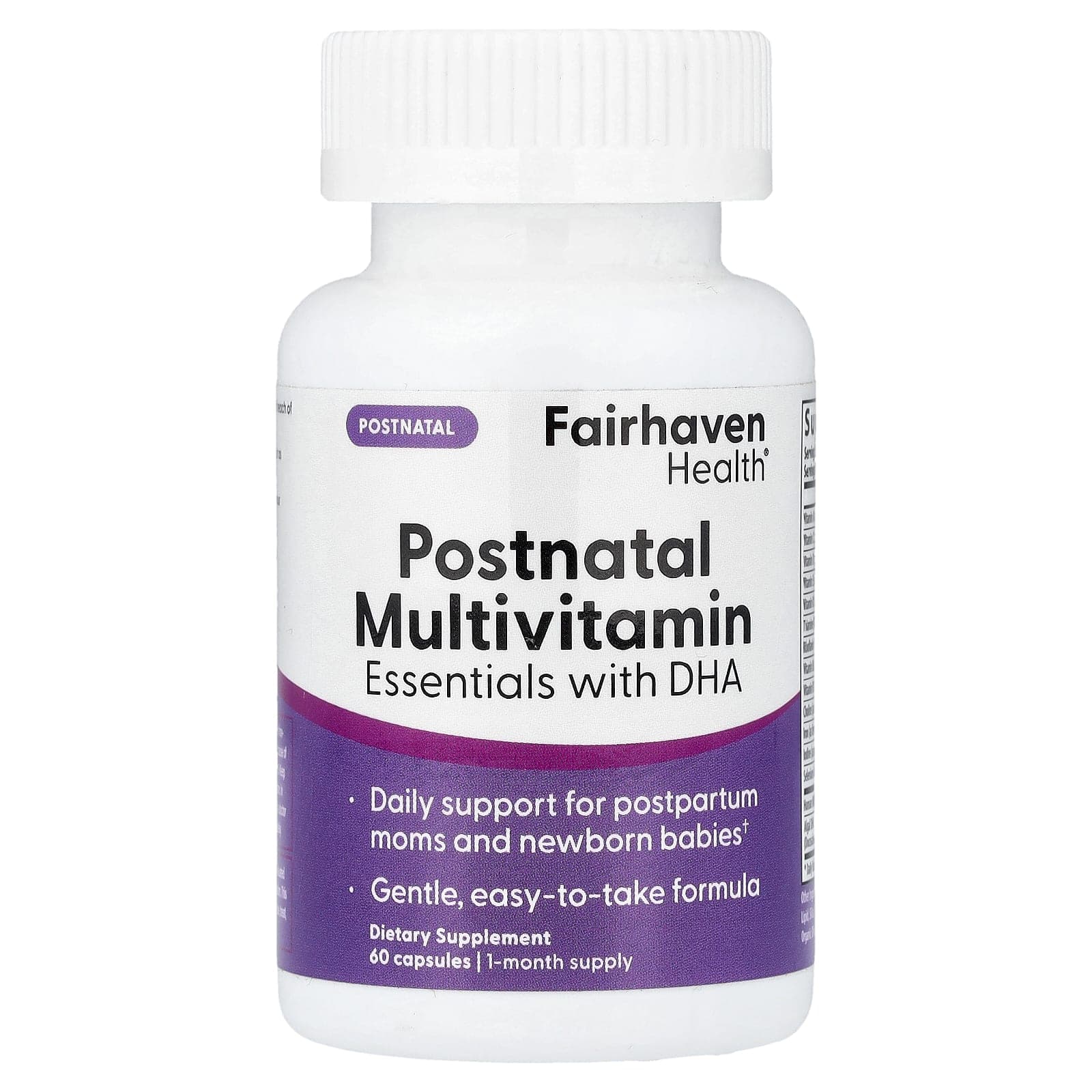 Fairhaven Health, Postpartum Essentials Multivitamin with DHA, 60 Capsules