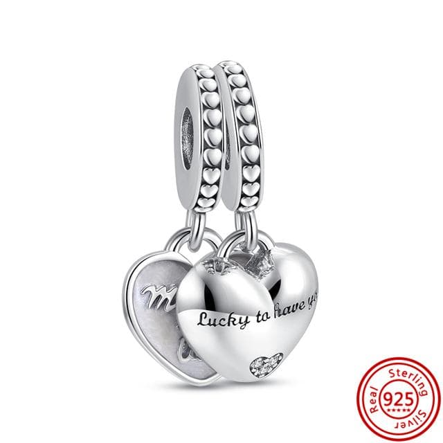 100% 925 Sterling Silver Mom Pendant Forever Love Heart Beads Fit Original Fasion Charms Bracelet DIY Jewelry Mother's Day Gift