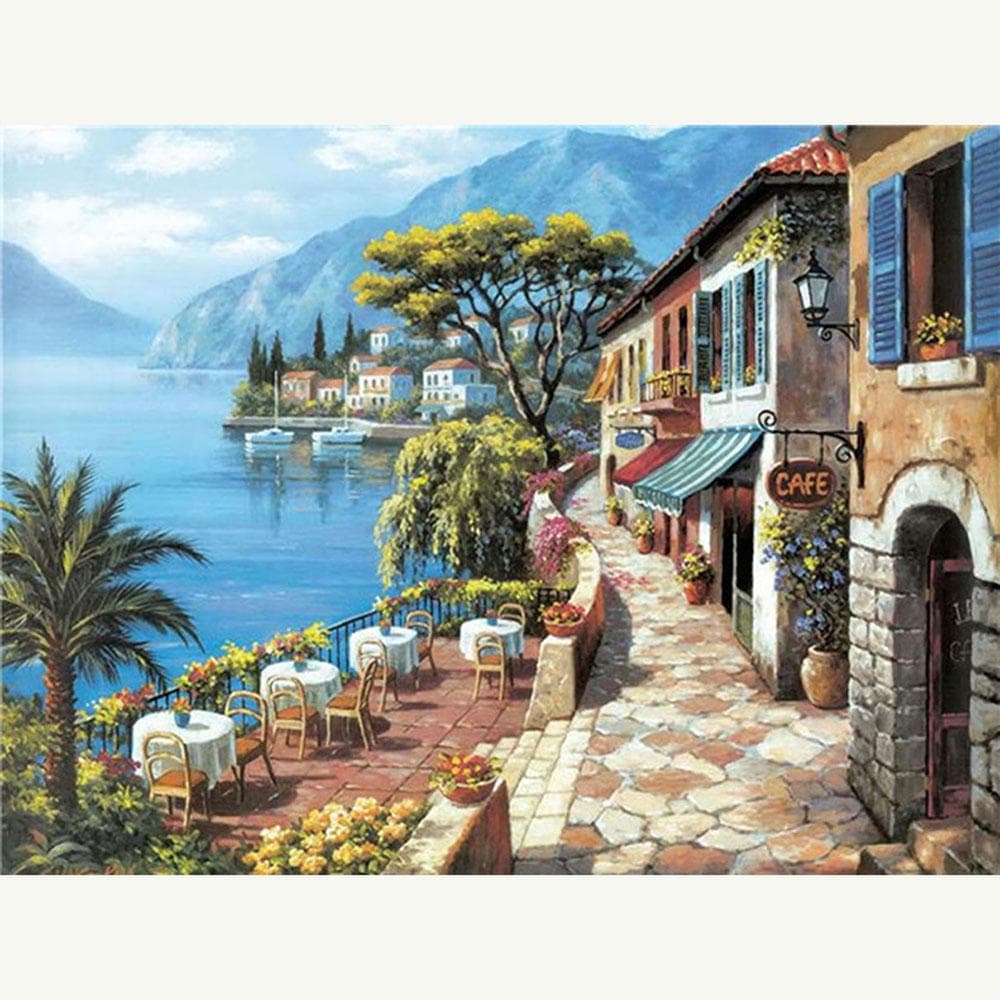 Cross Stitch Kit DIY Diamond Embroidery City by the Sea Diamond Painting Mosaic Home Decor 50X70CM