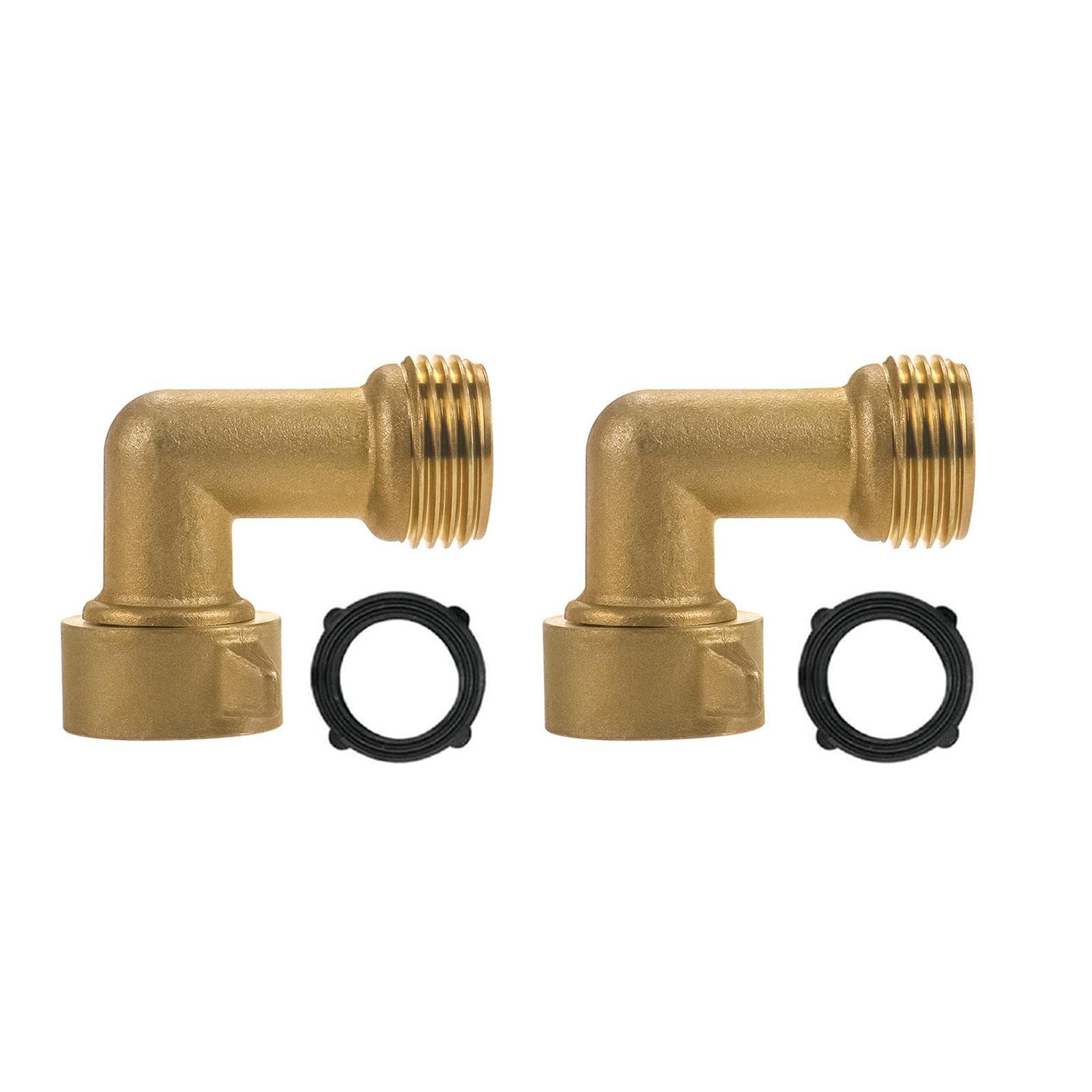 2 Pack 90 Degree Garden Hose Elbow, 34'' Brass Garden Hose Elbow Adapter with Pressure Washers for 0 gold