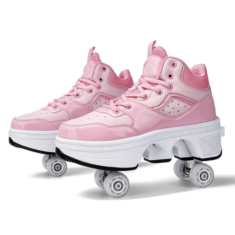 Runaway Shoes Four-wheel Runaway Roller Skates Adults Can Walk and Skate Skates Elementary School Students Pulley Shoes 40