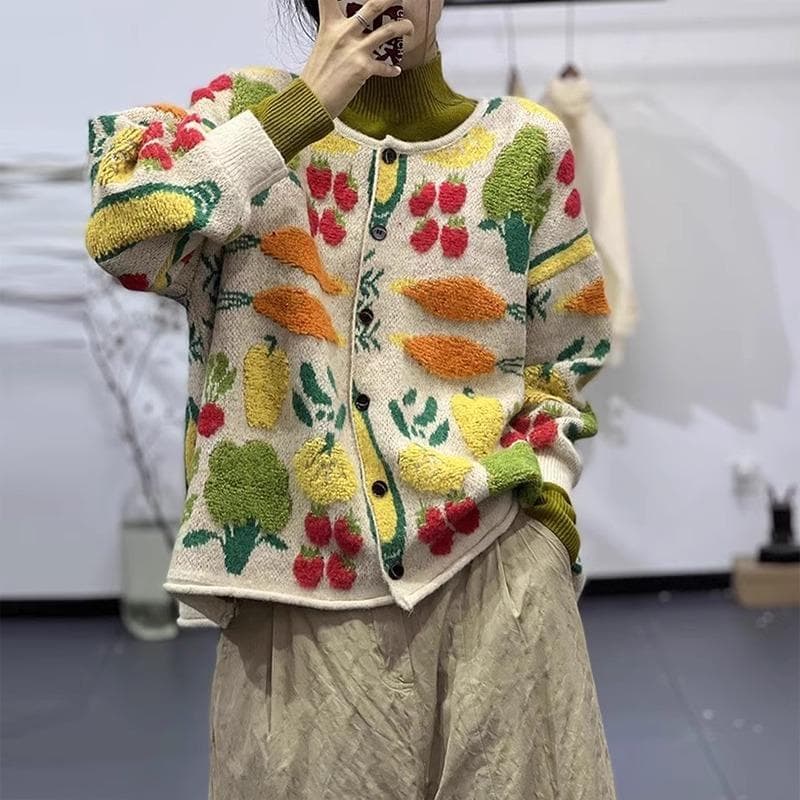Winter New Plus Size Autumn Women Floral Buttons Sweaters Jacket Knitting Fashion Green Oversize Casual Style Loose Cardigan Sweater One Size green