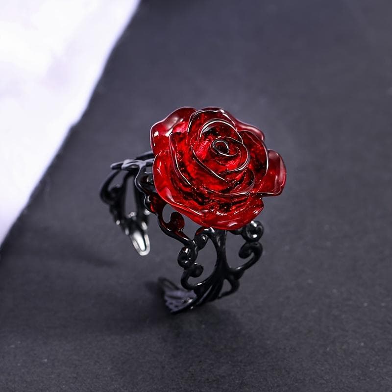1pc Gothic Red Rose Adjustable Ring Wizardry Gothic Style Jewelry Style 1