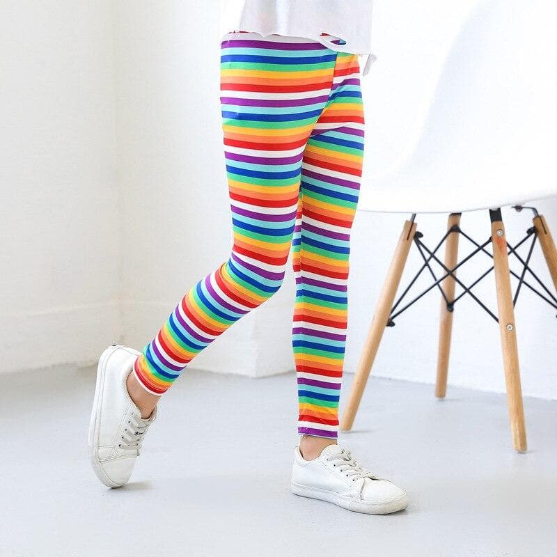 2T -12T Girls' Leggings Spring and Autumn Thin Children's Stretch Printed Pants Korean Children's Pants Summer Clothes 130 pink