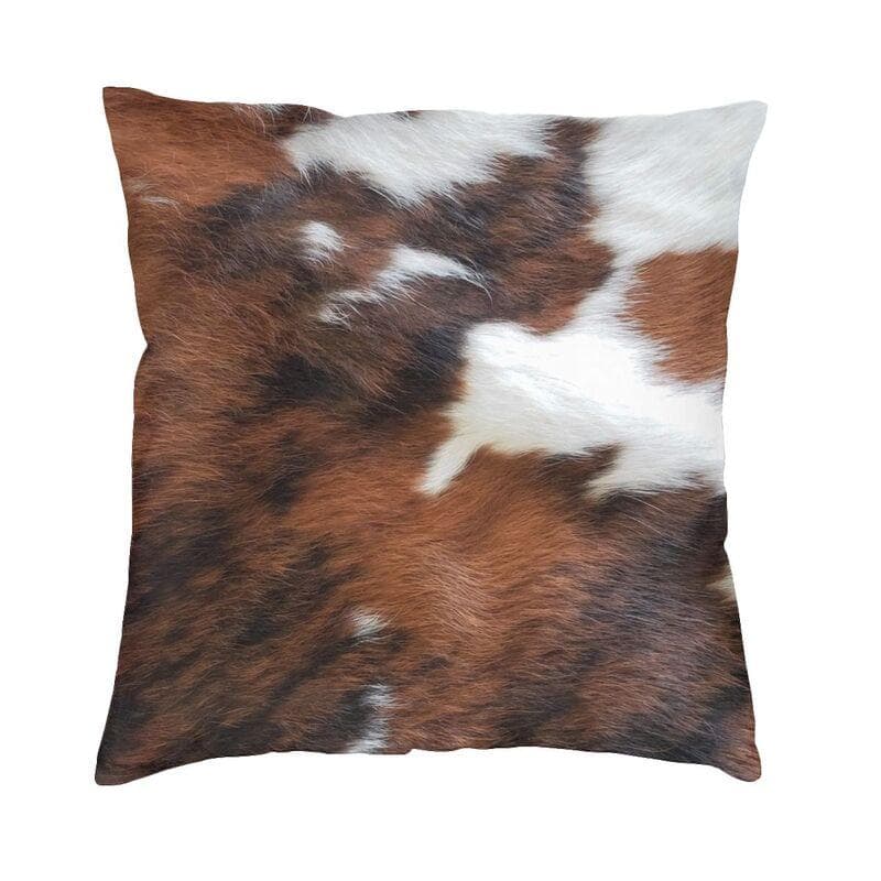 Scottish Highland Cow Cowhide Texture Pillow Living Room Decoration Kawaii Animal Hide Leather Cushion Printing Pillowcase 45x45cm 18x18in