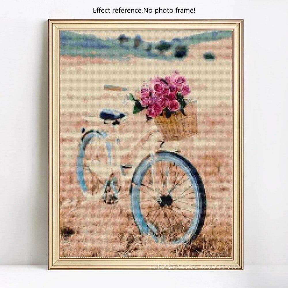 Diamond Embroidery Rose With Bicycle Full Square Landscape Diamond Painting Full Round Rhinestone 20X30CM