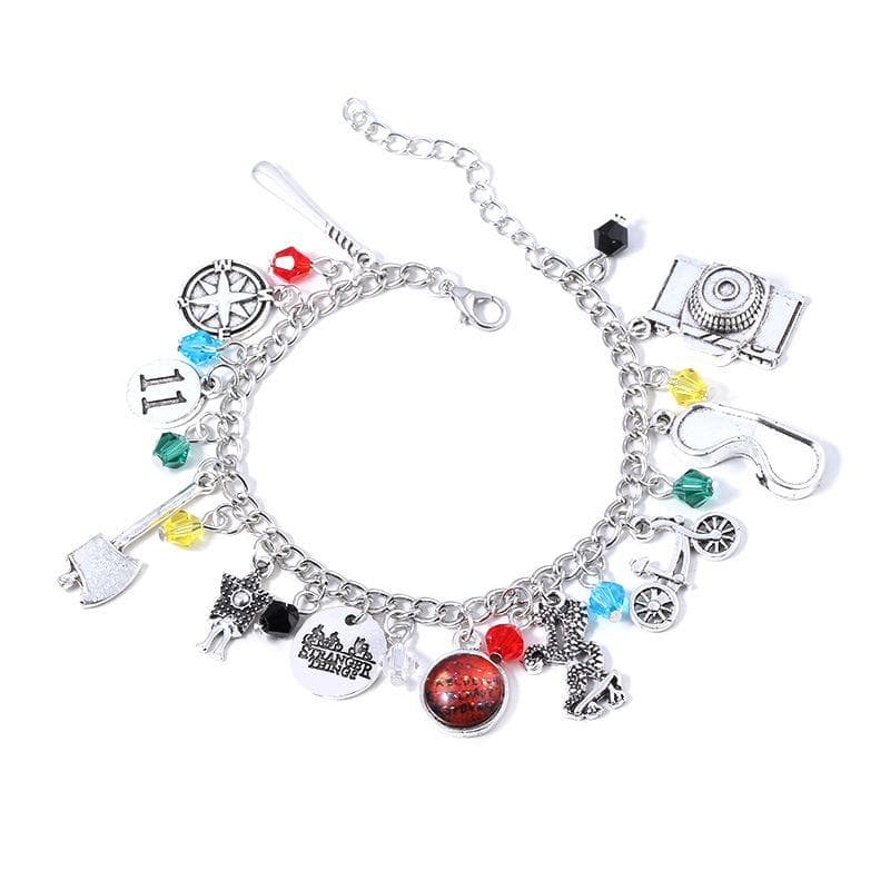 Bracelet Jewelry Stranger Things Axe Camera Phone Glasses Logo Alloy Pendant Crystal Bracelet Friend Girl Birthday Gifts