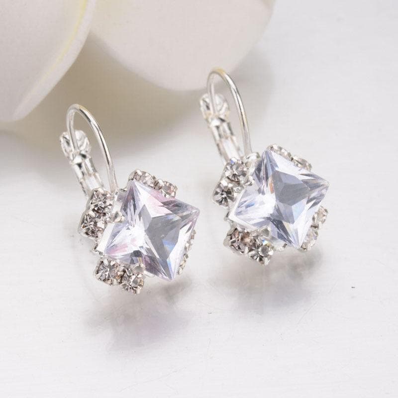 Elegant Women 925 Silver Crystal Rhinestone Ear Stud Earrings Jewelry white