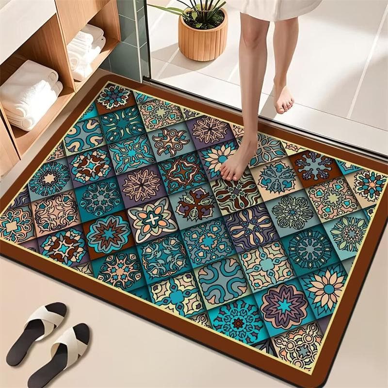 Super Absorbent Bath Floor Mat Anti Slip Bathroom Carpet Toilet Carpet Door Foot Mats Bath Non-slip Rubber Shower Rug Pad 60×90cm