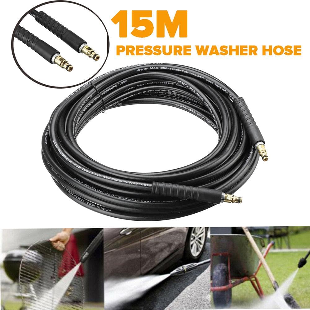 15M High Pressure Washer Hose Compatible with Kar-cher K Series K2 K3 K4 K5 black
