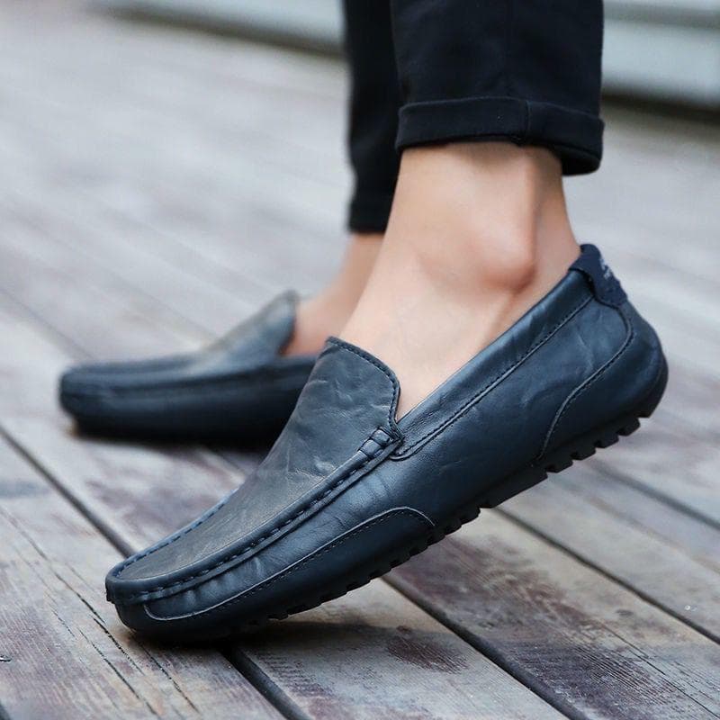 Handmade Genuine Leather Men's Loafers Comfortable Slip-on Driving Casual Shoes Brand Soft Moccasins Big Size 37-47 43