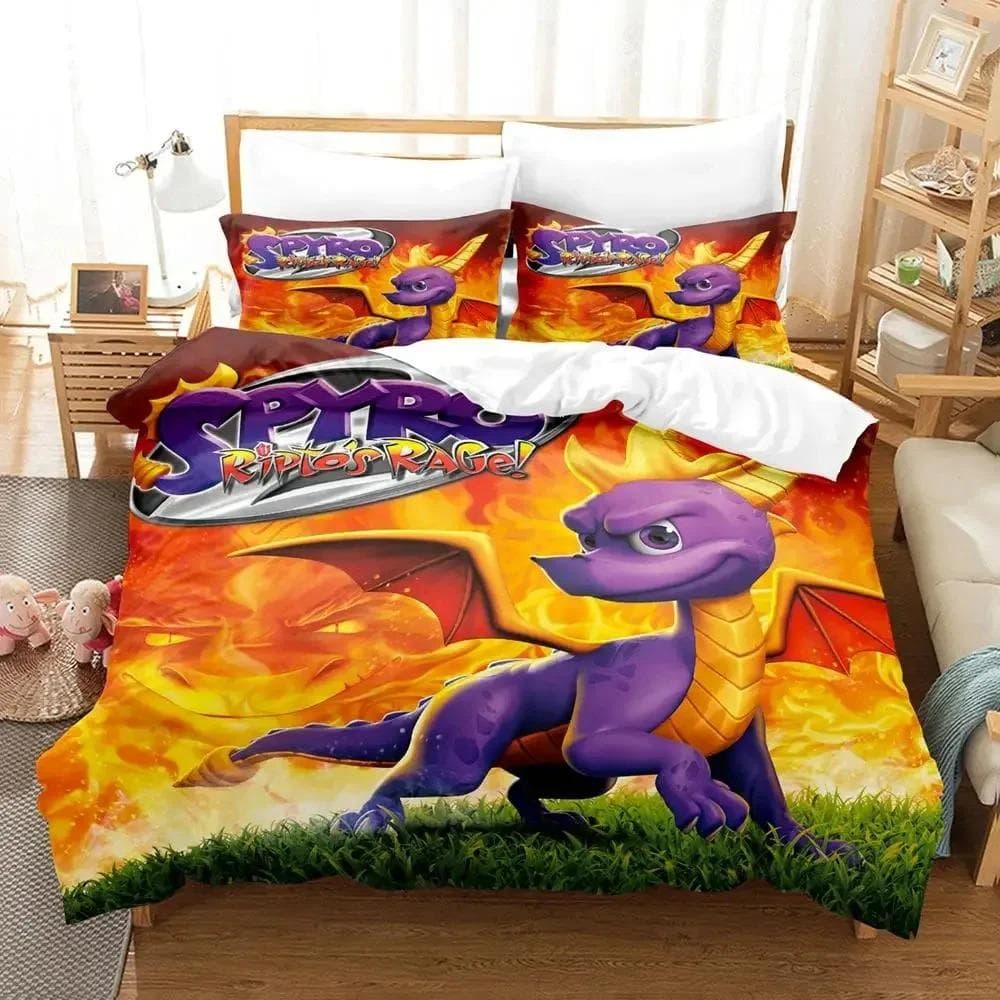 Spyro Reignited Triology Bedding Set for Adults Boys Duvet Cover Bed Set Single Twin Full Queen bedding set Soft and comfortable EU Single 135x200cm