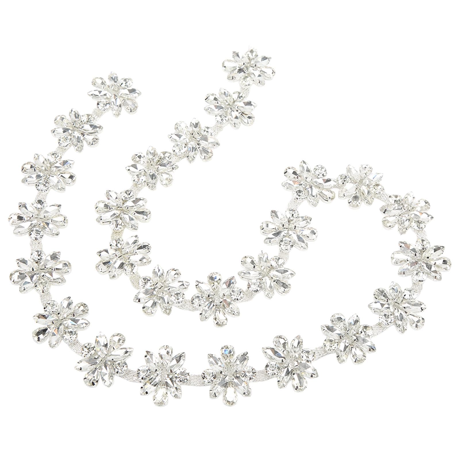 Rhinestone Chain 1 Yard 3.5cm Wide Colours Flower Type Glossy Exquisite Rhinestone Applique for