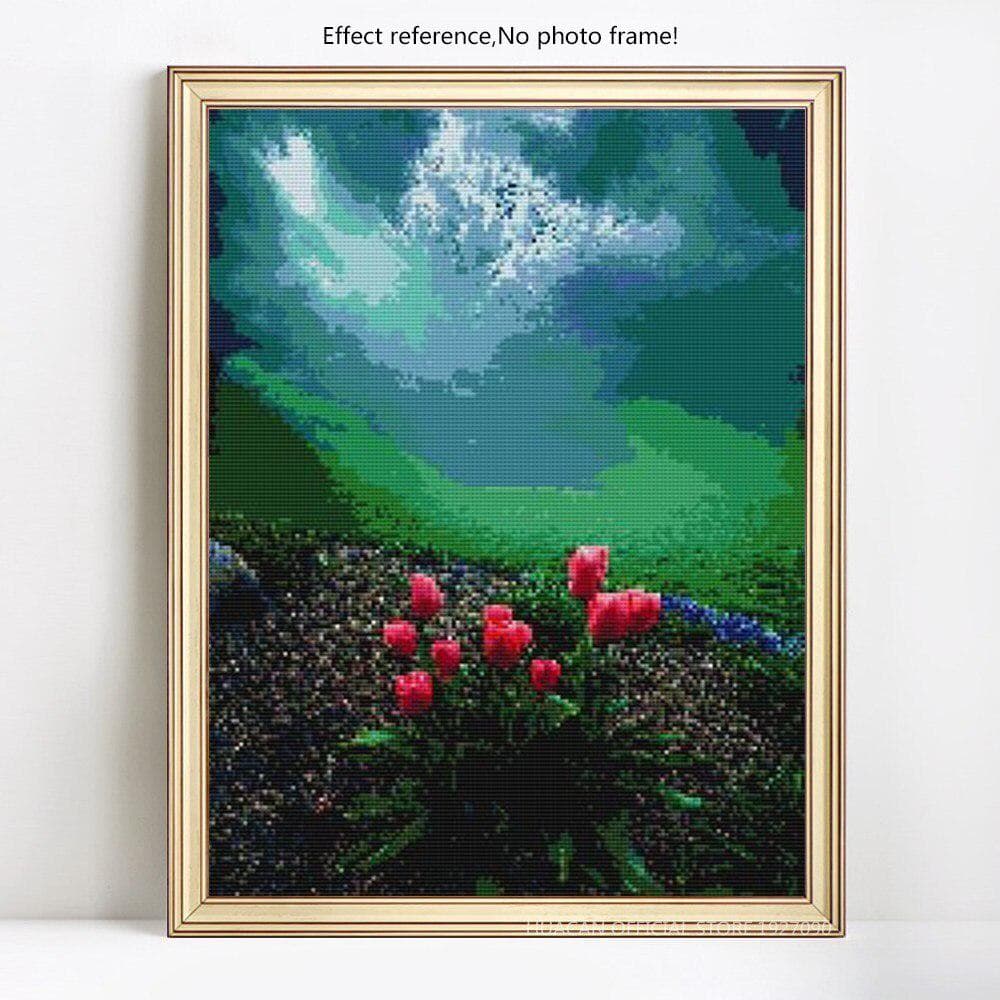 Diamond Painting Flower Full Display Scenic 5D DIY Full Round Cross Stitch Mosaic Diamond Embroidery 20X30CM