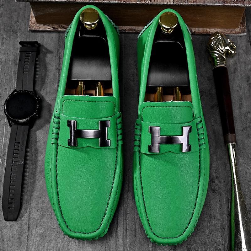 Men's All-Season Toad Leather Shoes - Versatile Outdoor Casuals 44 green
