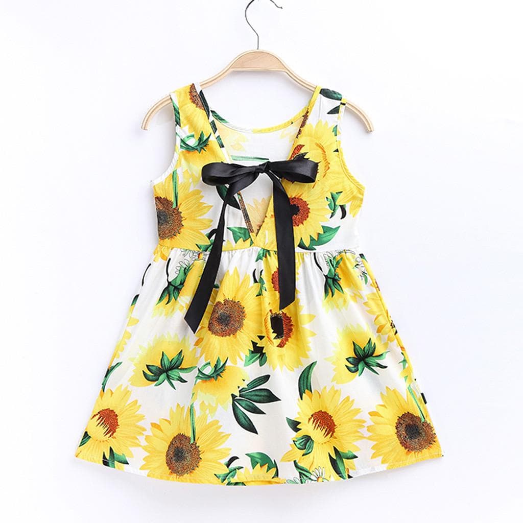 Toddler Baby Kids Girls Sleeveless Lemon Fruit Skirt Princess Dresses Clothes 130