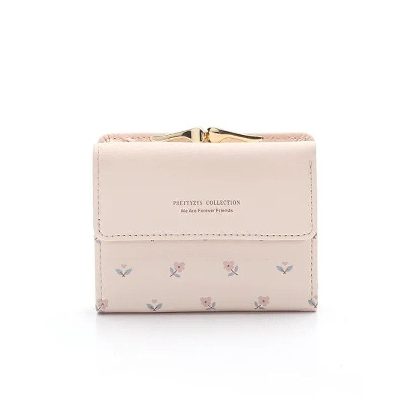 Flower Women Purse Leather Pocket Ladies Clutch Wallet Women Short Card Holder Cute Girls Wallet Coin Bag pink
