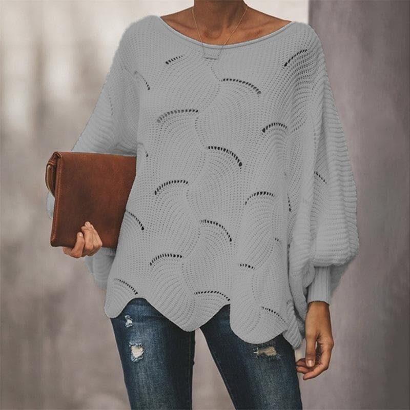 JKASHDK Women's Fashion Casual Autumn Winter Plus Size Long Sleeve O-Neck Loose Sweaters XXL gray