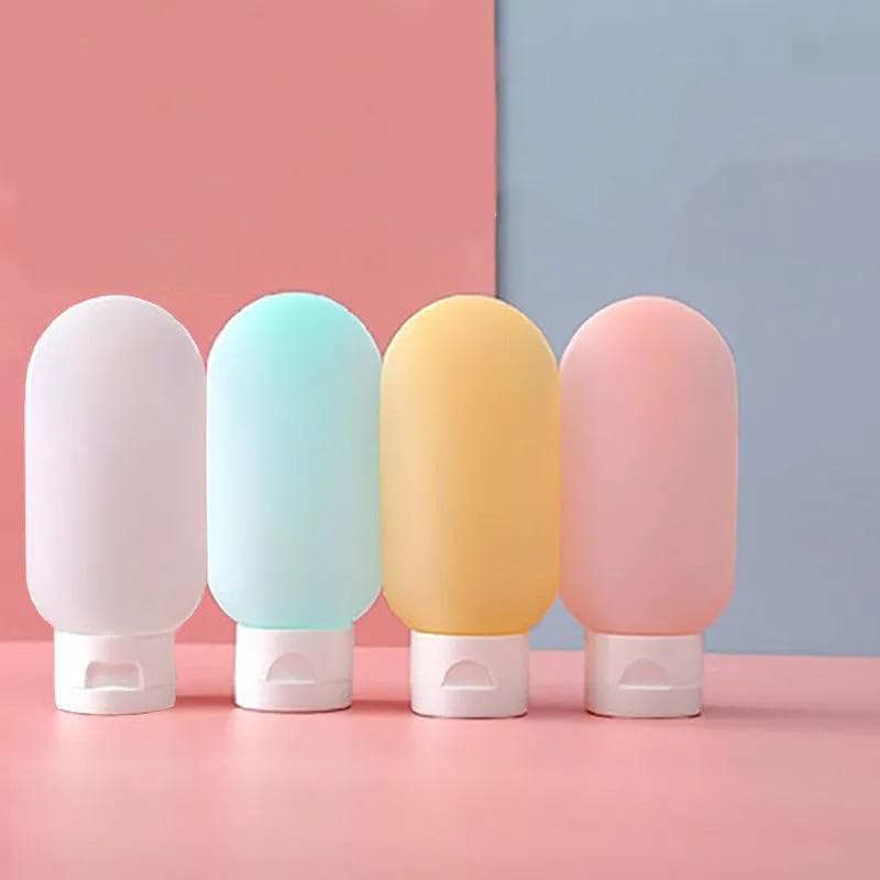 4Pcs/Set Travel Botttle Set 60ml Refillable Bottle Soft Silicone Lotion Shampoo Container Squeeze Tube Empty Bottle Wholesale 60ml