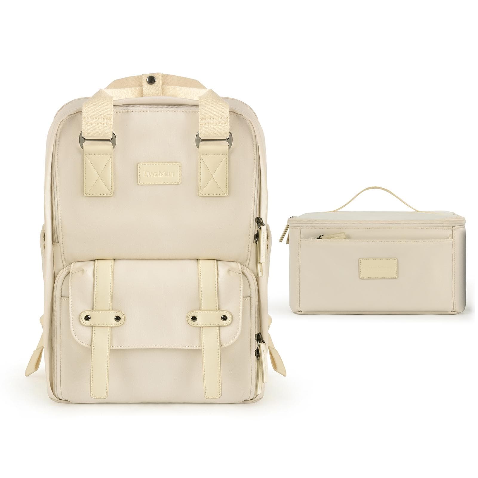 Cwatcun D78 Camera Backpack Waterproof Camera Bag Photography Backpack Large Capacity Camera Case beige