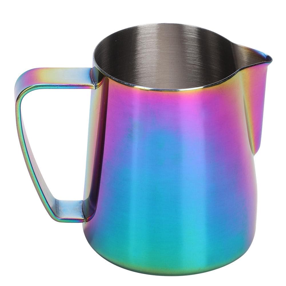 350ml Stainless Steel Titanize Milk Frothing Cup Jug Coffee Pitcher for Latte ArtColorful multicolour
