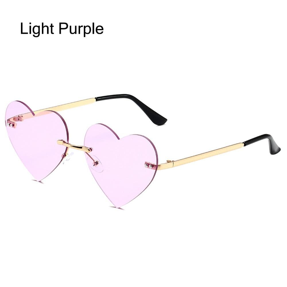 Hippie Sunglasses Pink Heart Shaped Rimless Metal Frame Party Accessories Costume Sun Glasses