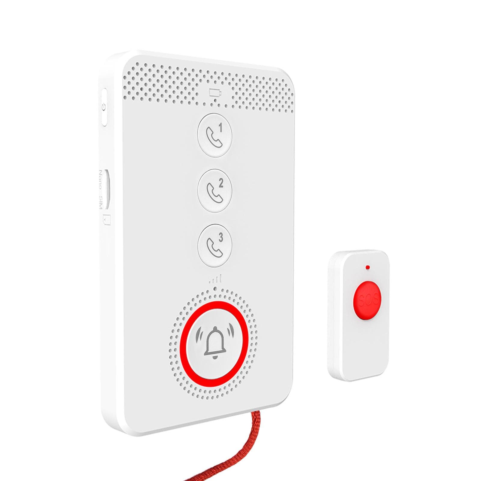 Wireless Caregiver Pager Elderly Calling System SOS Emergency Button Alert 4G Voice Distress Alarm white