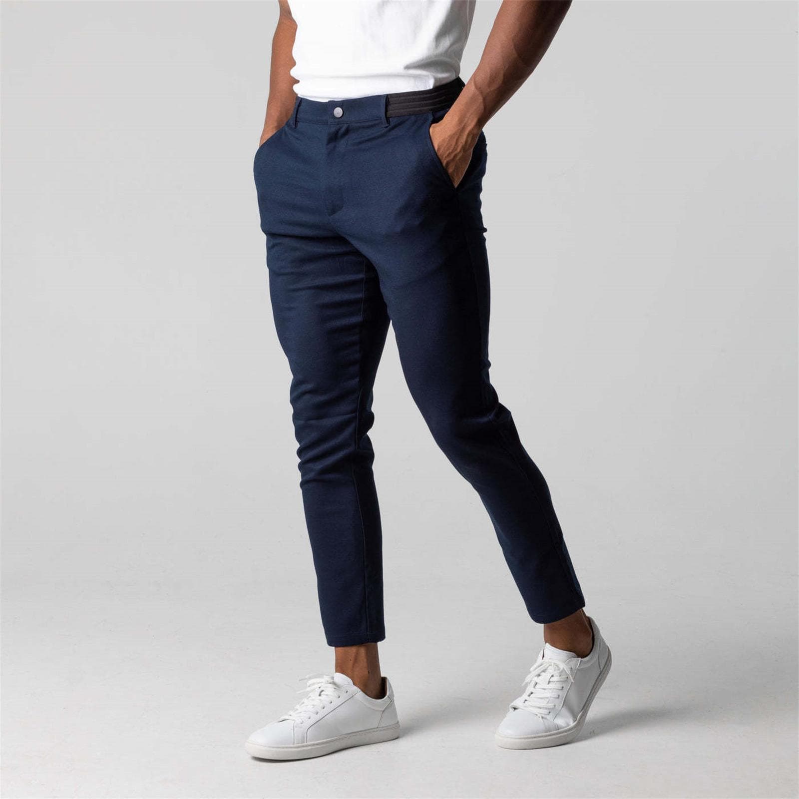 Men's Active Chino Regular Fit Trousers A Wardrobe For Discerning Gentlemen Casual Wear Trousers L dark blue