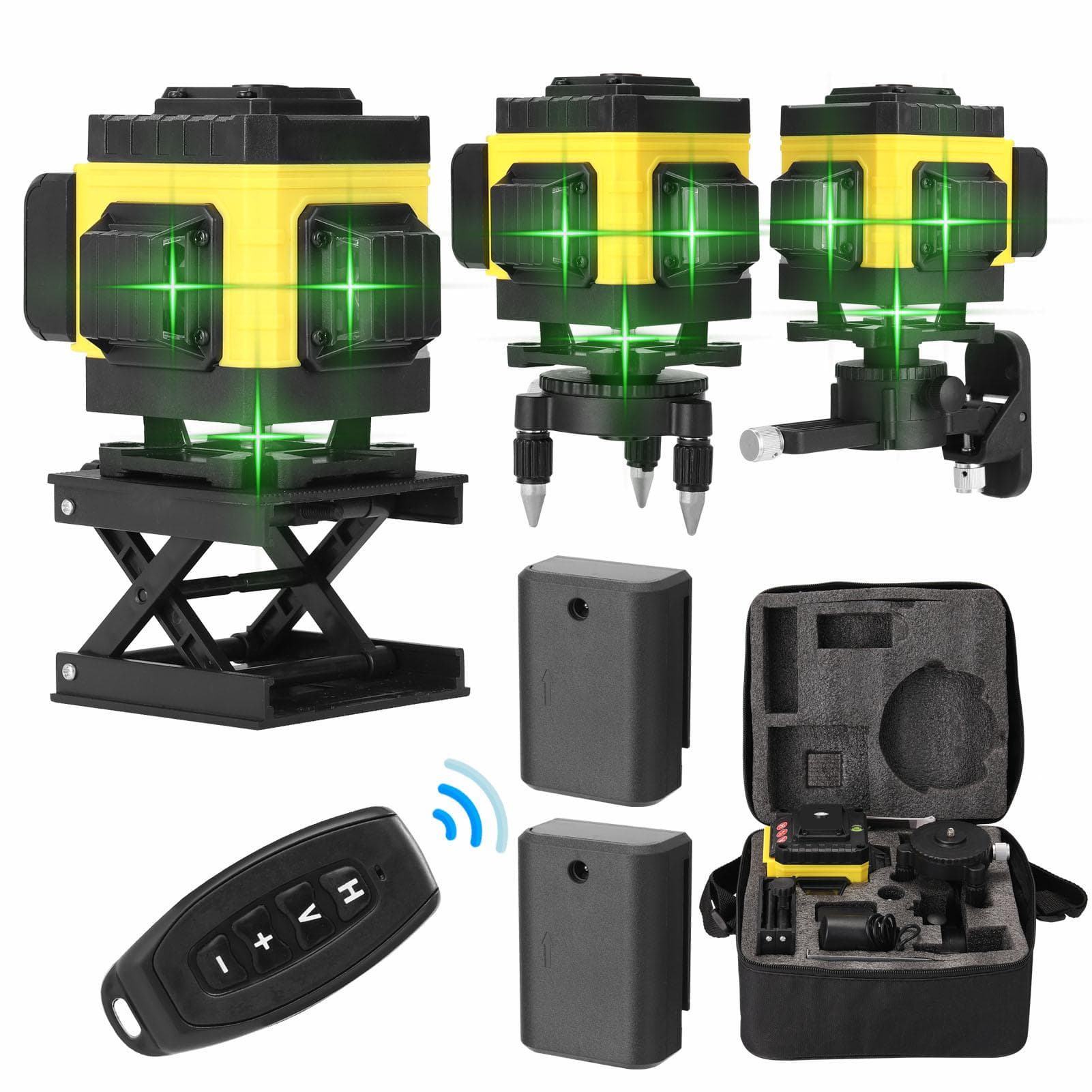 Multifunctional 12 Lines Laser Level Tool Vertical Horizontal Lines with 3 degrees  Self-leveling Function US Plug multicolour