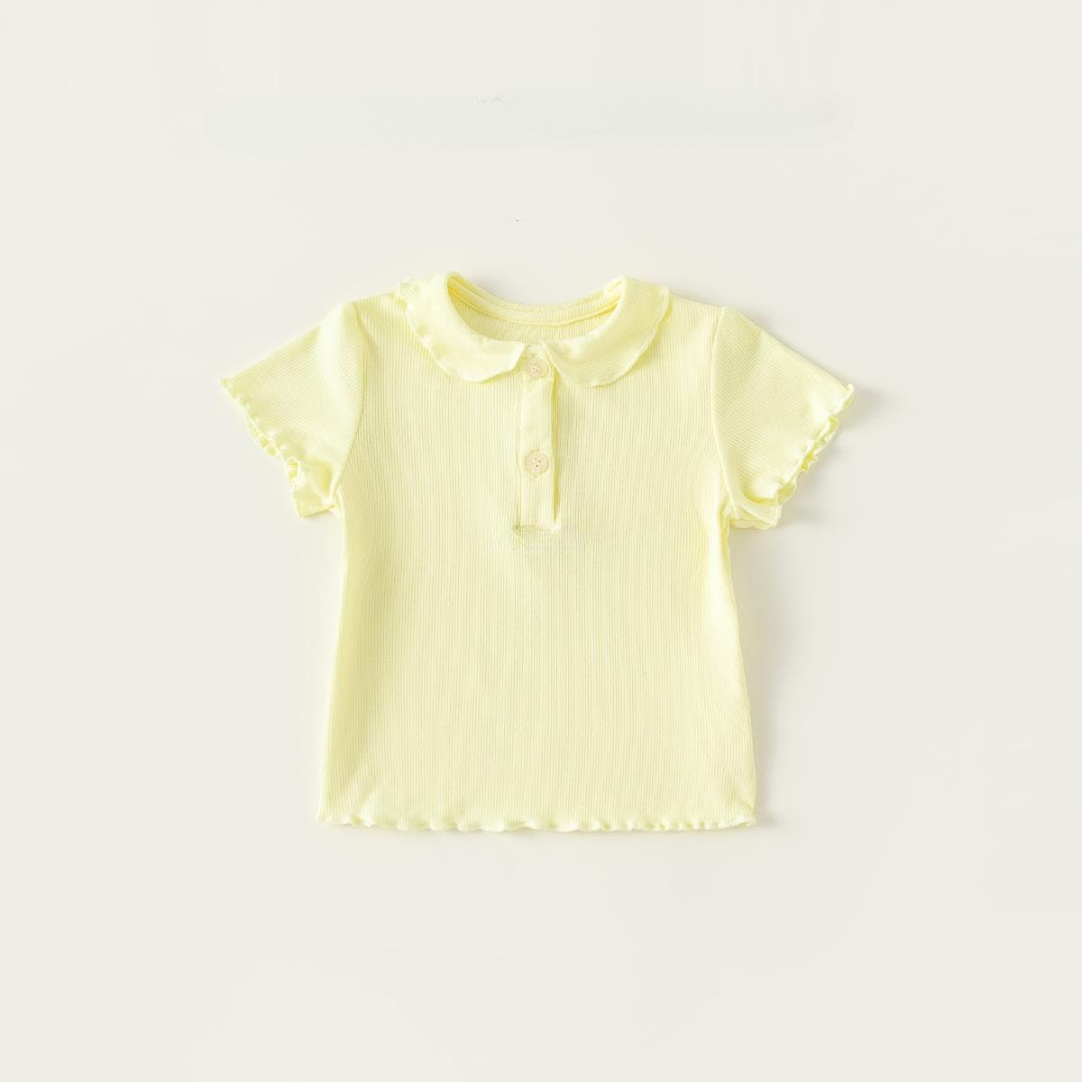 Girls Summer Short-sleeved T-shirts, Children's Bottoming Shirts, Baby Girl Tops, Baby Clothes, White Children's Clothing, Children's Spring And 100cm yellow
