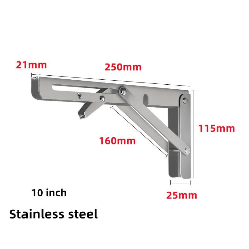 2pcs Heavy Duty Stainless Steel Folding Shelf Brackets Collapsible Wall Mounted L-Table Hinges for Bench & Table with Screws Universal