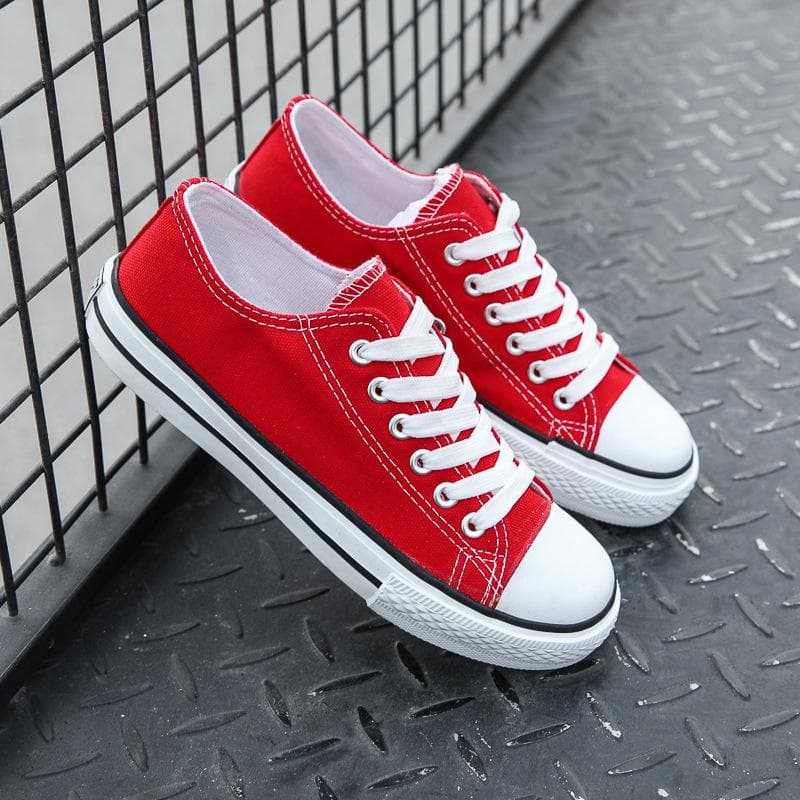 Fashion Canvas Shoes Couples Students Sports Solid Color Canvas Shoes 41 red