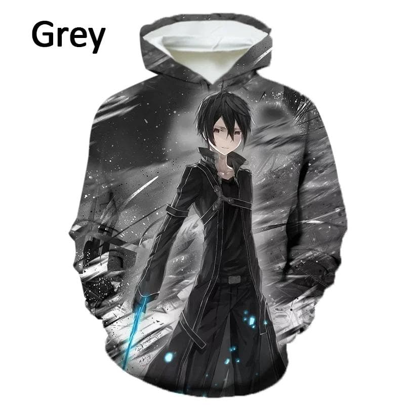 New Unisex Long Sleeve Fashion Hoodie Anime Sword Art Online 3D Printing Hoodie Casual Sweatshirt Pullover XL