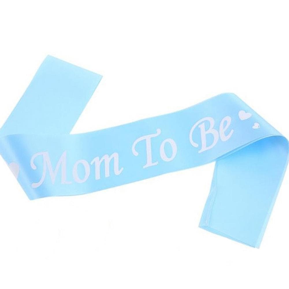 1PC Blue/Pink Mom To Be Letter Ribbon Sash Shoulder Strap New Mommy Party Gift Favors (Blue) Blue