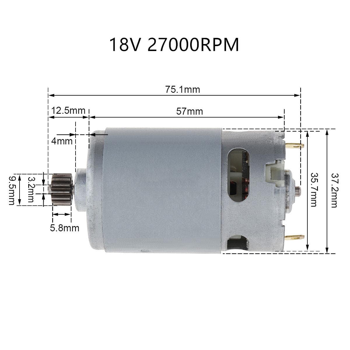 10.8V-21V Metal RS550 DC Motor 14 Teeth Gear Micro Motor 25000RPM for Electric Saw Mini Reciprocating Saw Drill Screwdriver 18V 27000RPM