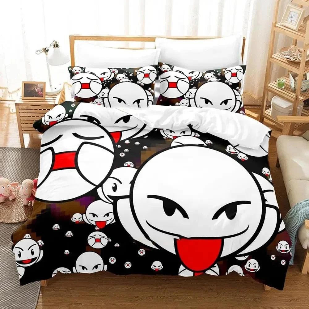Cartoon Smiley Bedding Set Duvet Cover Bed Set Quilt Cover Pillowcase Comforter king Queen Size Boys Adult Bedding Set 70x133cm 2pcs