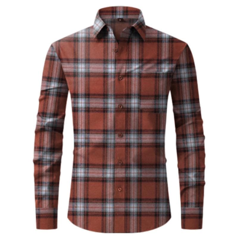 Plaid Men's Shirt Long Sleeve Cardigan 3XL