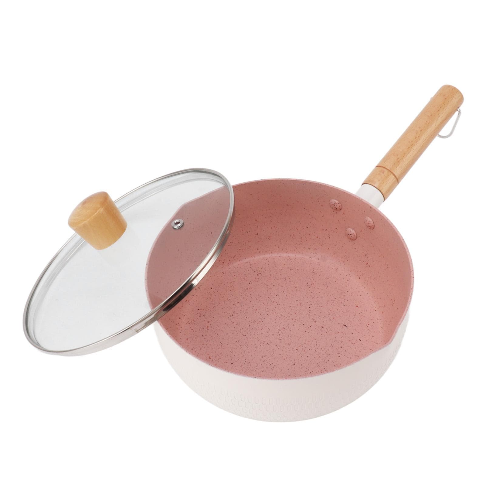 Non Stick Saucepan With Lid White Baby Complementary Food Small Pot Home Kitchen Instant Noodles 18cm / 7.09in