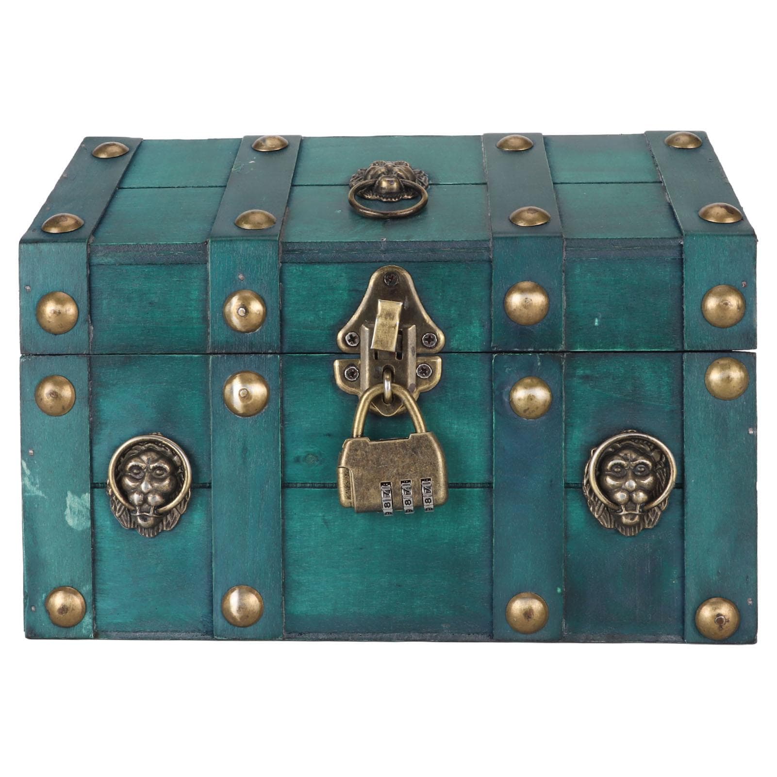 Wooden Storage Box Large Capacity Decorative Vintage Organizer Case with Password Lock for Jewelry