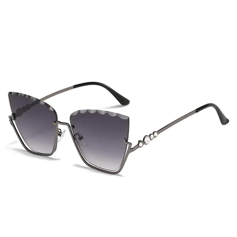 New Fashion Cat Eye Sunglasses Women Half Frame Metal UV400 Luxury Designer Shades Eyewear Gafas De Sol