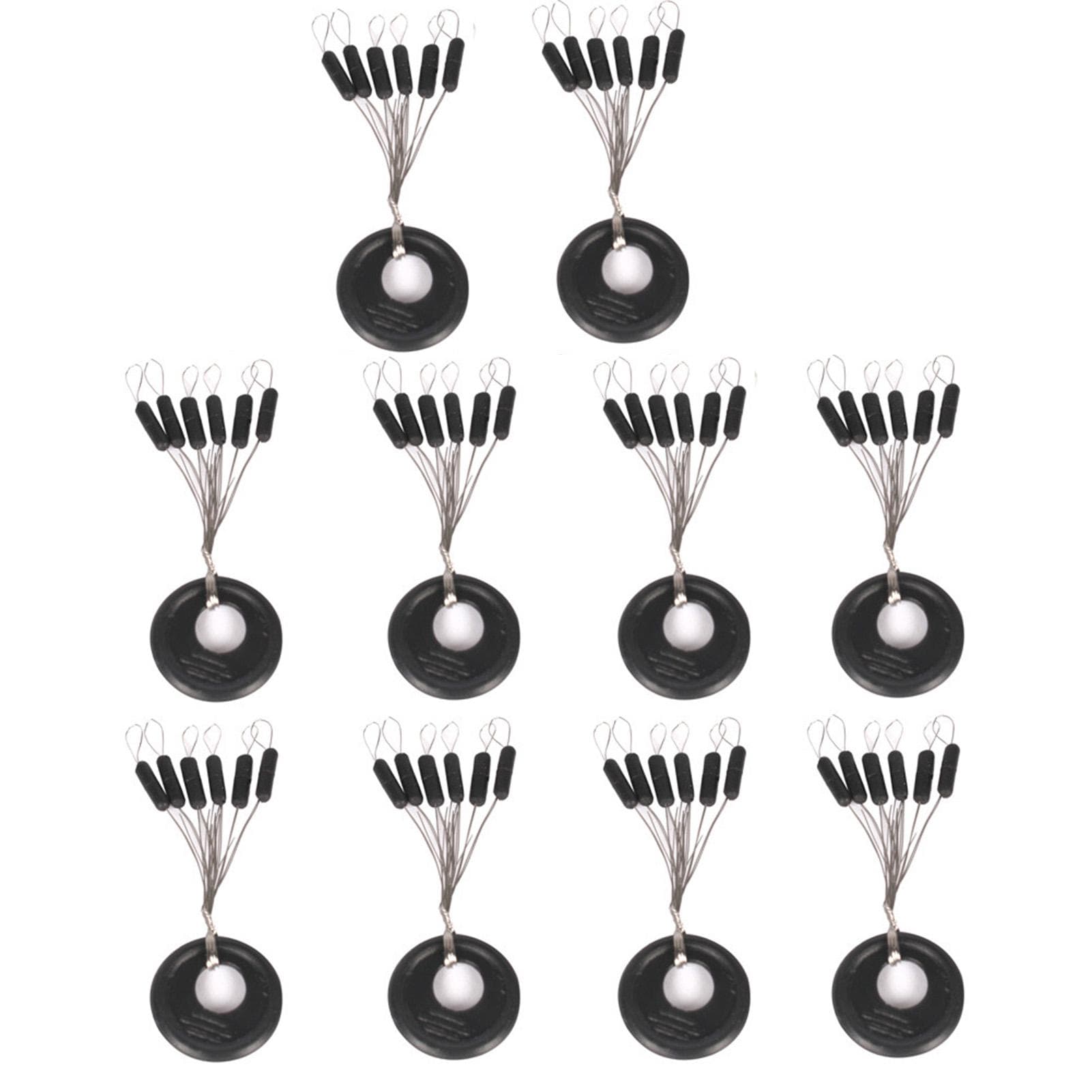 10pcs Fishing Stoppers Black Rubber Stopper Fishing Space Beans Carp Fishing Float SS black