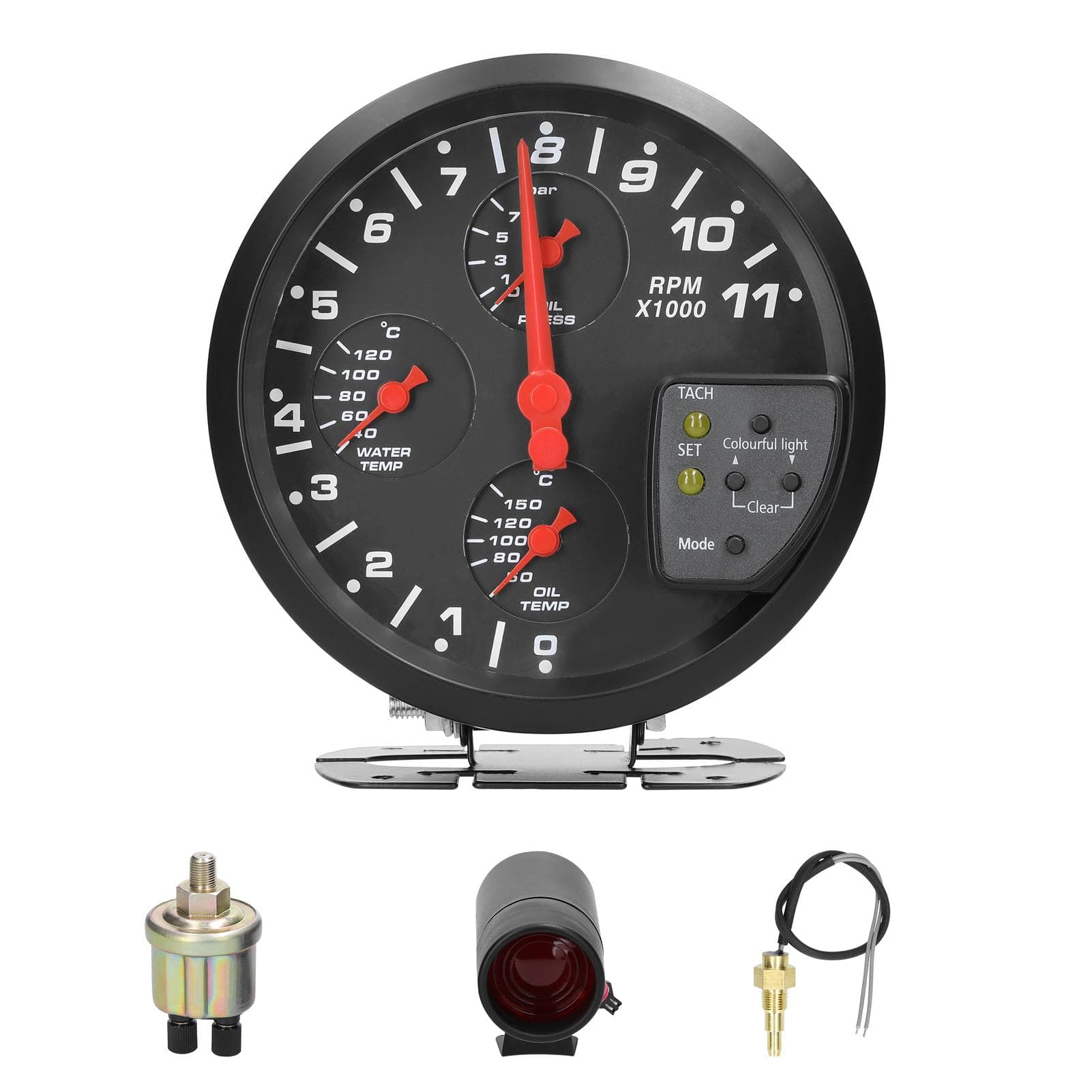 5 Inch 4 in 1 Car Multifunctional Gauge Tachometer Oil Pressure Oil Temperature Water Temperature