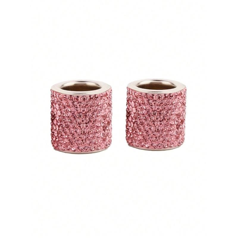 2pcs/Set Rhinestone Decorated Car Headrest Rings, Universal Seat Connector Decorative Rings 2pcs pink
