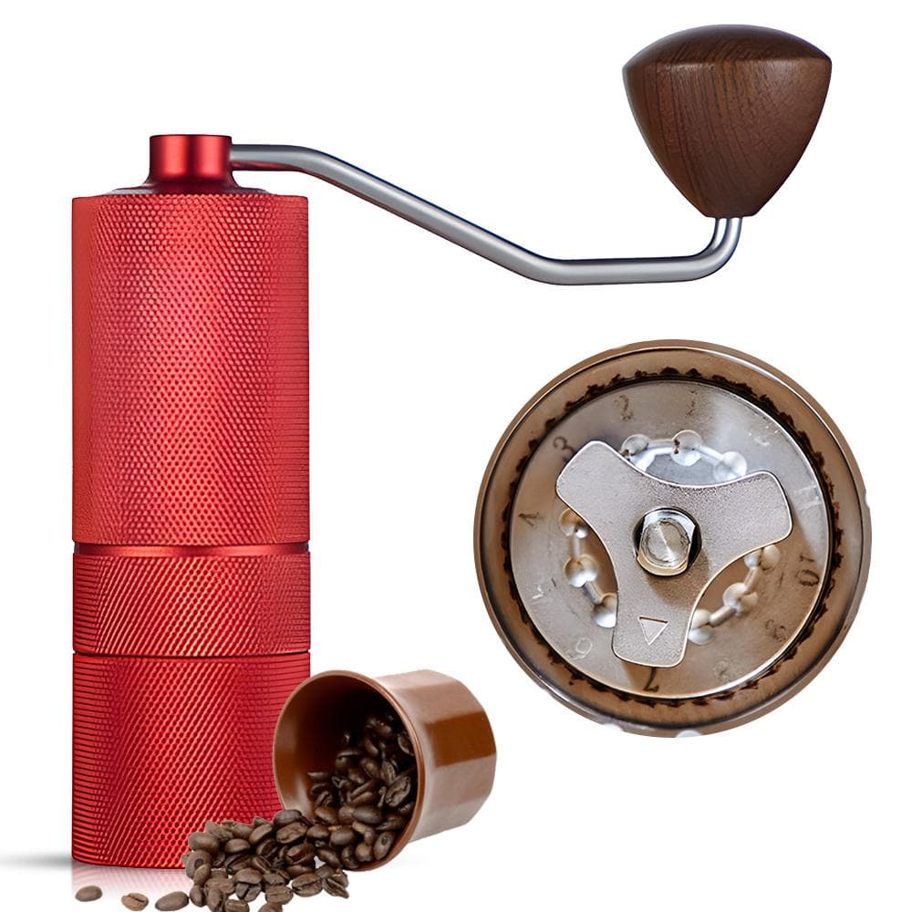 Manual Coffee Bean Grinder 12 Coarseness Settings CNC Stainless Steel Core Burr Coffee Grinder red