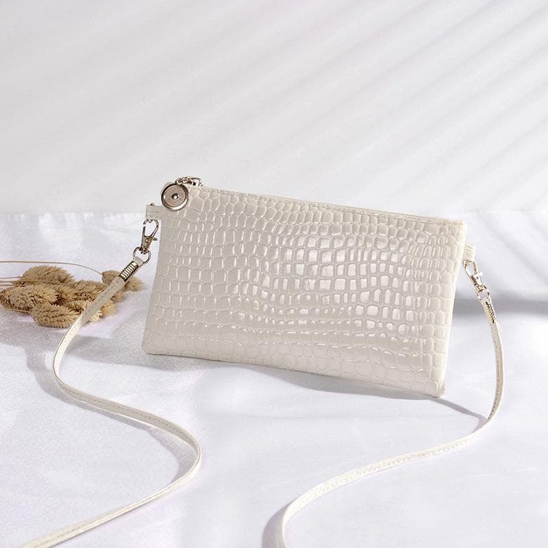 Alligator Small Square Bag Women's Coin Bag Hand Shoulder Crossbody Bag Leather Key Mobile Coin Purse white