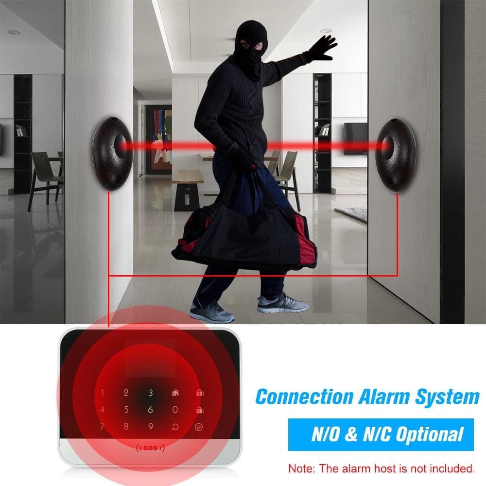 2 Pair of ABO-20 Waterproof Active Photoelectric Single Beam Infrared Sensor Barrier Detector black